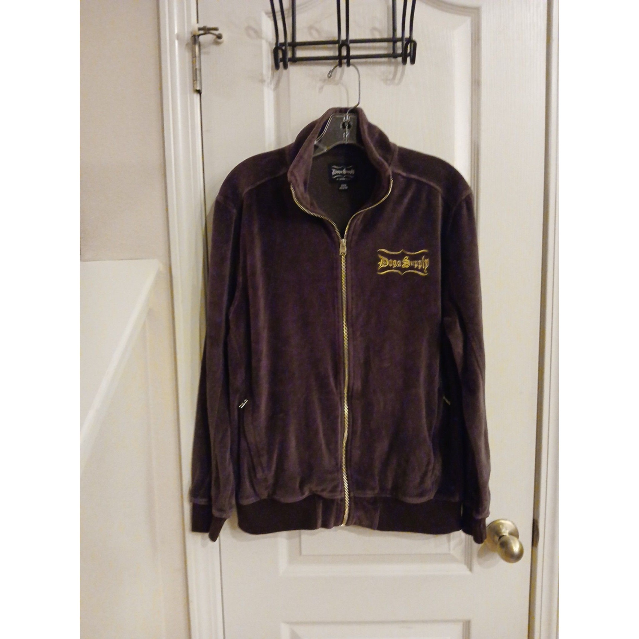 Dogg Supply By Snoop Dogg Velour Full Zip Track Jacket Mens Small Y2k 70s Style